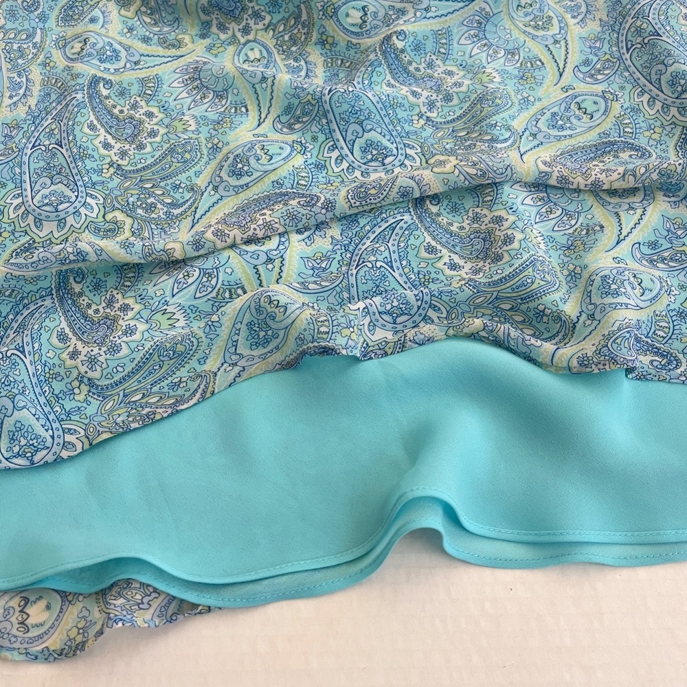 Vintage Ann Taylor Silk Overlay Paisley Babydoll Midi Slip Dress 4 Blue Y2K 90s - Picture 6 of 9
